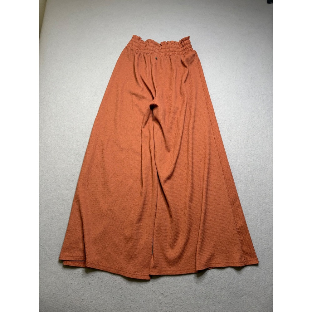 Roxy Wide Leg Pants Women Large Rust Y2K Smocked Waist Crinkle Palazzo Beach - Picture 3 of 9